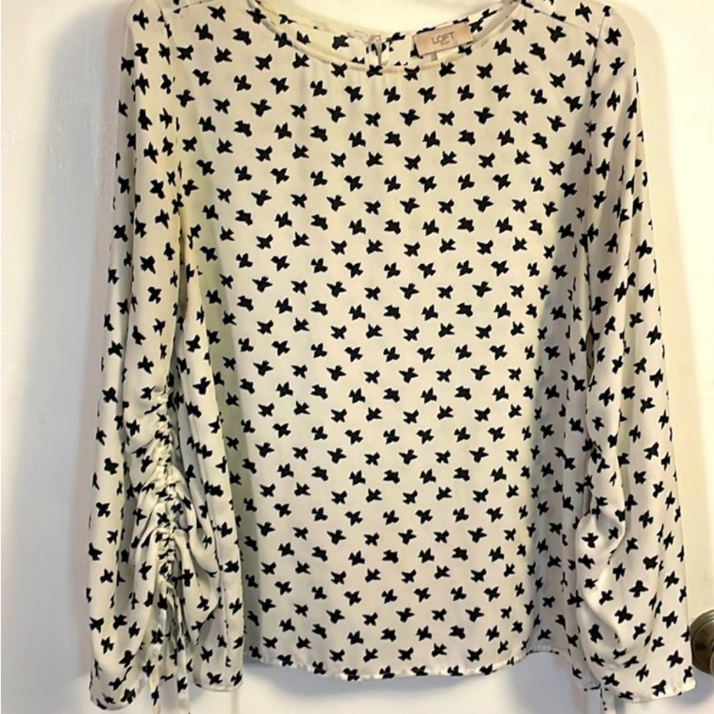 white shirt with black birds. Medium.